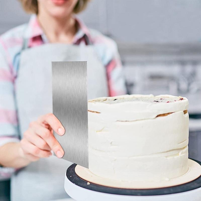 Tårtspatel i rostfritt stål Deg Bakverk Spatlar Bakverkskam Utjämnare Tårtdekoreringsverktyg för Mousse Gräddtårta X3UC