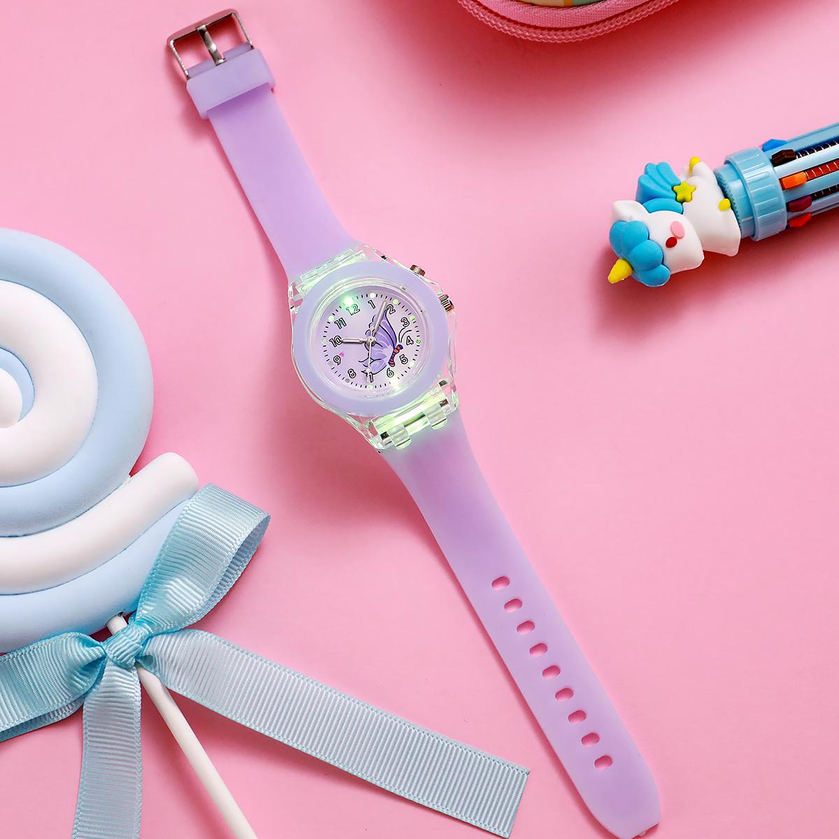 

New Fashion Gorgeous Glowing Watch Silicone Strap Quartz Watch for Christmas and Halloween Gifts фиолетовый