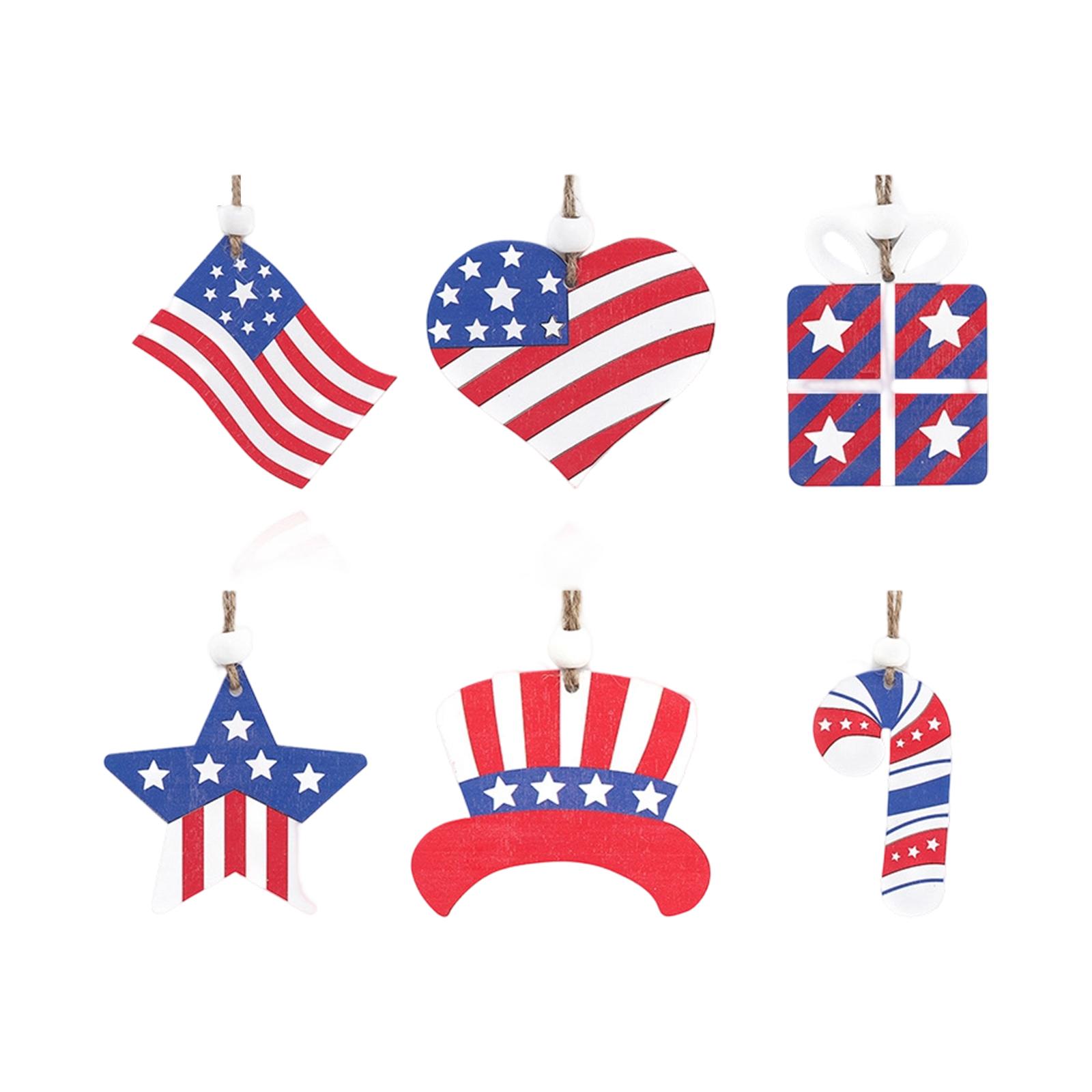 Independence Day Decorations: 6 American Flags, Wooden Plaques, Independence Day Parties, Election Decorations