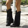 Independent Station Außenhandel Damenstiefel 2025 Herbst und Winter Neue Quasten Mode Stiefel Sexy Retro Westernstiefel Große Größe 43