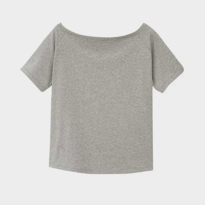 Casual One-Shoulder T-Shirt - Celebrity Style, Loose Fit, Short Sleeve