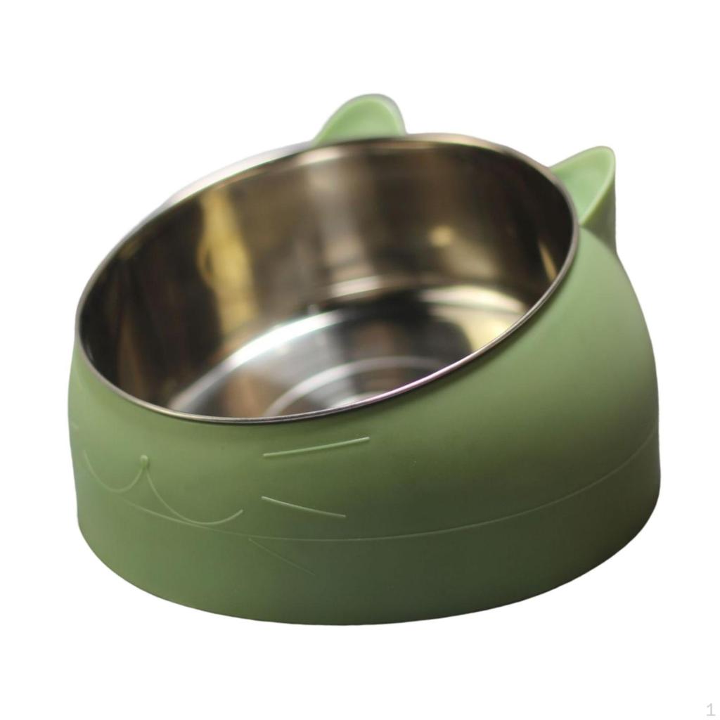 Raised Cat Bowl Anti Slip for Food Water Sleek Gift Pet Lover Sturdy Multiuse Stainless