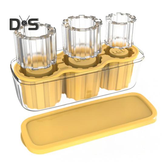 

Силиконовый лоток для льда больших кубиков, легкосъемная полая цилиндрическая форма для льда, не содержащая бисфенол-А, многоразовый льдогенератор для заморозки виски, коктейлей C жёлтый