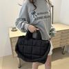Women Quilted Shoulder Bag Puffer Tote Handbag Large Capacity Travel Top Handle Bag Commute Crossbody Bags Puffy Messenger Bag