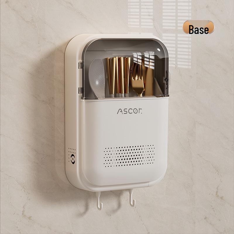 Wall-mounted Anti-Mildew Chopstick & Spoon Holder with Draining Function