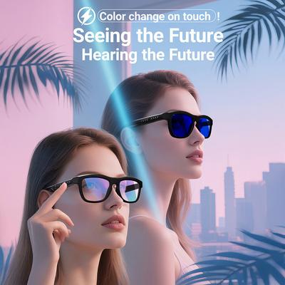 1Conjunto 5.4 Óculos Inteligentes AI Bluetooth Chamada Sem Fio Tradução de Voz Música Carregamento Magnético Ciclismo ao Ar Livre Óculos de Sol para Dirigir