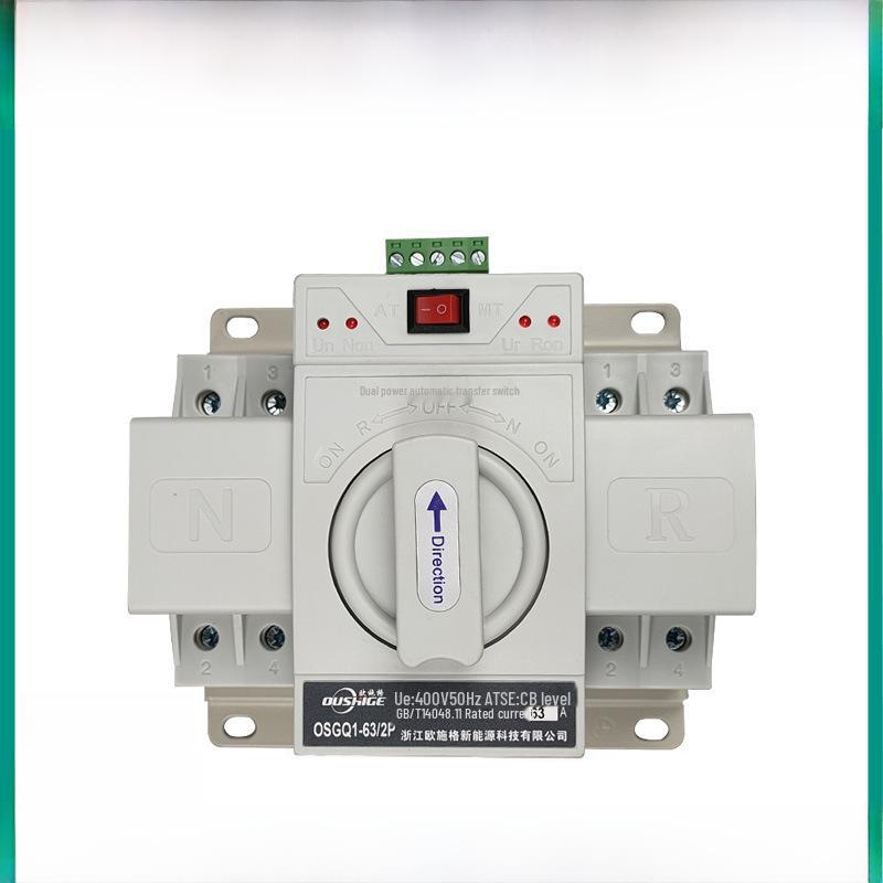 Dual Power Transfer Switch, 63A 2P, Automatic Switching for Household Backup