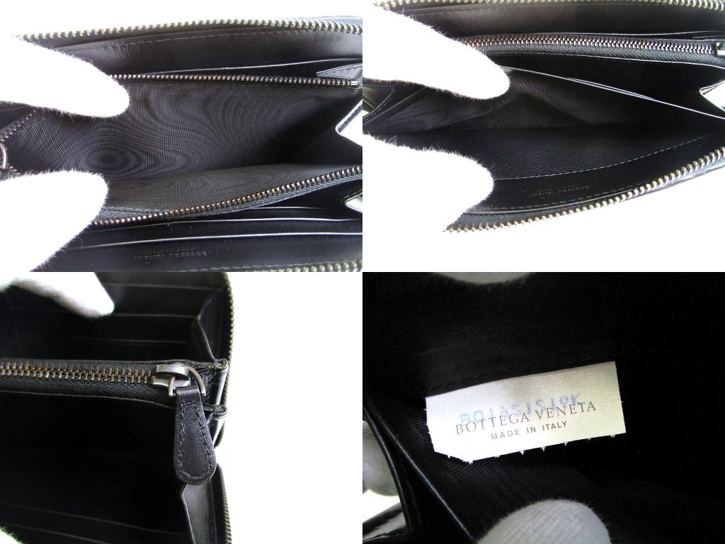 Authentic BOTTEGA VENETA Intrecciato Black Leather Round Zip Wallet Purse #b278  Seller refurbished