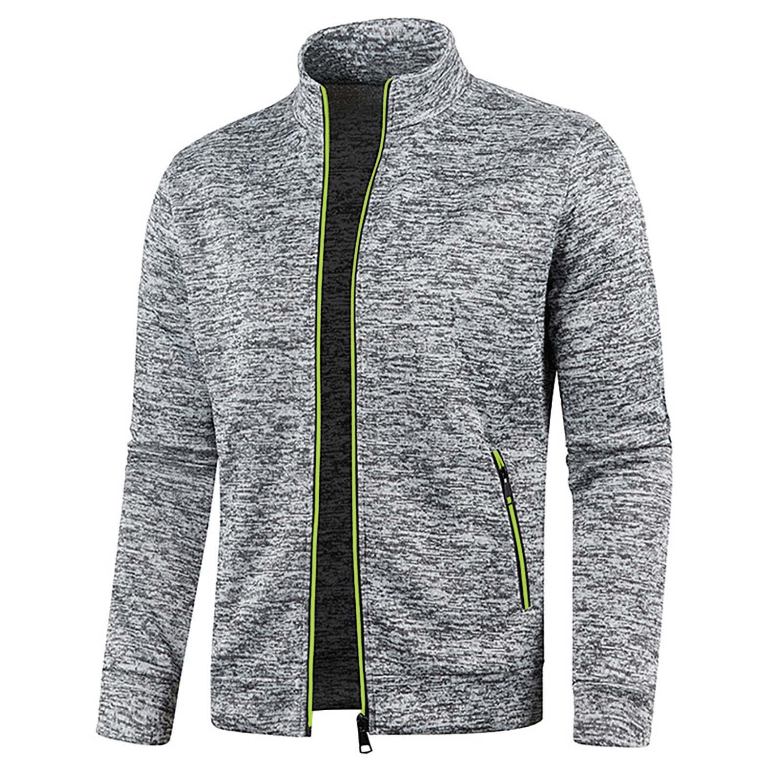 

And Winter Men s Zipper Knitted Sweater Long Sleeved Thin Velvet Top Jacket M
