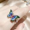 Huitan Fresh Style Women Ring Colorful Enamel Butterfly Inlaid Brilliant CZ Animal Accessories for Party Daily Trendy Jewelry