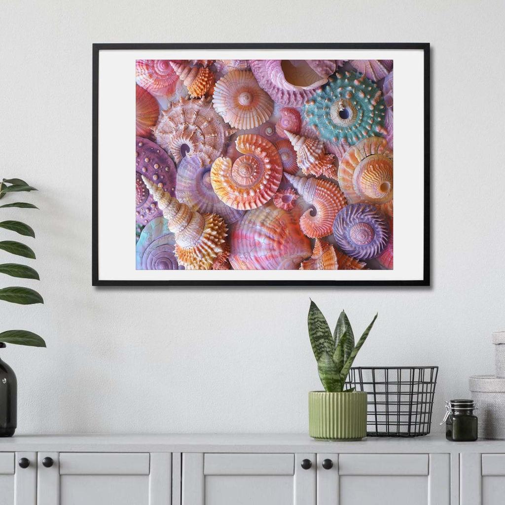 Delobil Jigsaw Puzzle Pink Seashell Summer Ocean Wooden Puzzle 200 Pieces with Dedicated Transparent Sheet Laser Cut for Repeated Enjoyment Stylish