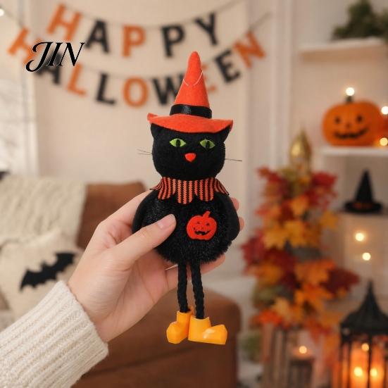 High-quality Halloween Figure Plush Pom Hanging Decoration, Pumpkin/Ghost/Black Cat/Witch Doll Creepy Witch Ornament for Tree, Porch, Window