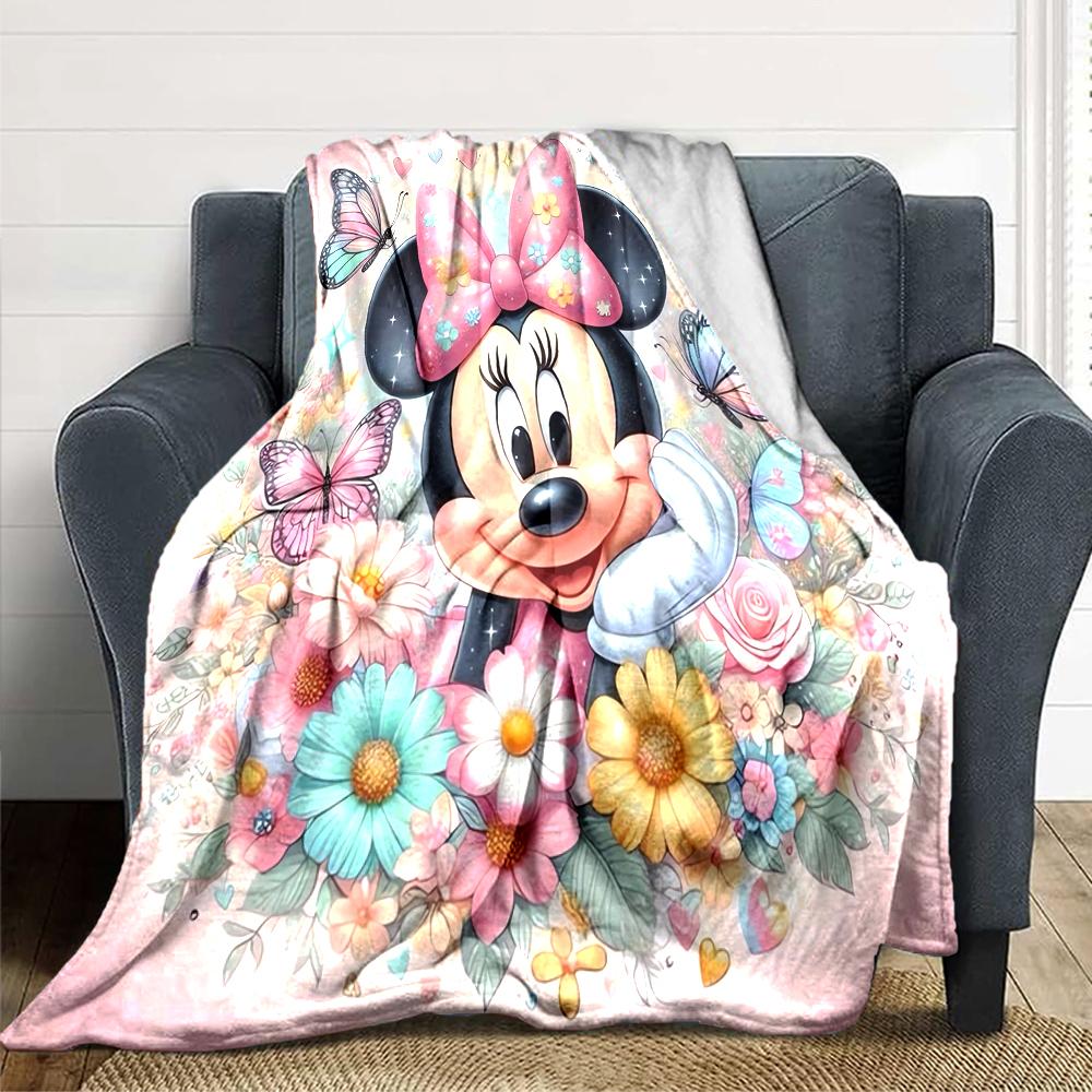 Minnie Mouse Floral Fantasy Blanket Soft Throw Blanket For Home Bedroom Bed Sofa Travel Office Solid Christmas Blanket