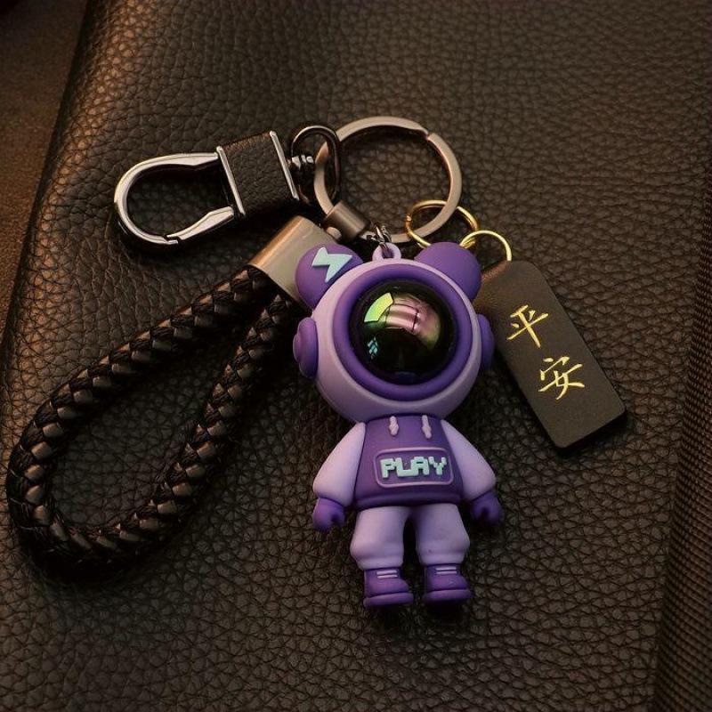 Luminous Astronaut Car & Bag Keychain - Cartoon Pendant for Couples