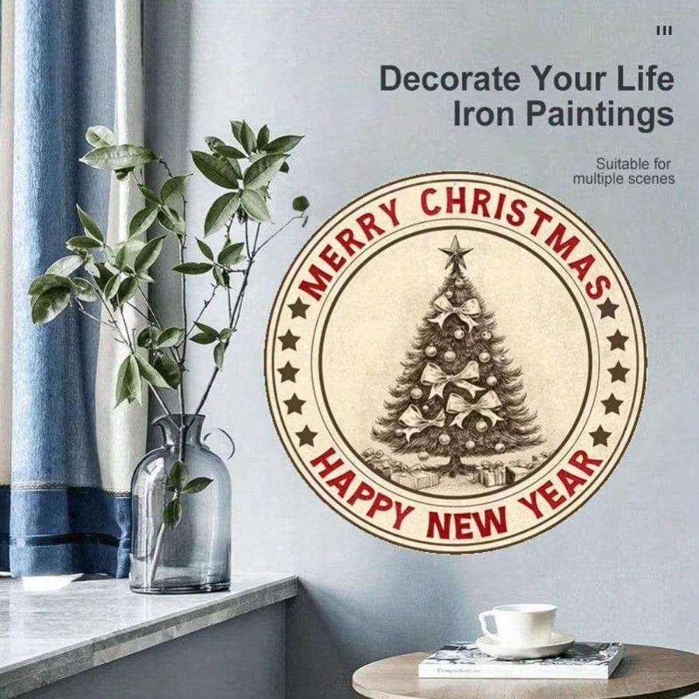 Rustic Tin Sign Apple Basket Farmhouse Kitchen Wall Art