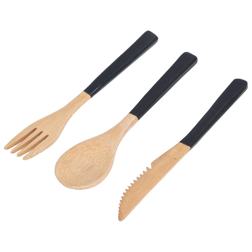 3Pcs Japanese Wooden Cutlery Set Safe BPA Wooden Cutlery Spoons Forks Knives for Kitchen
