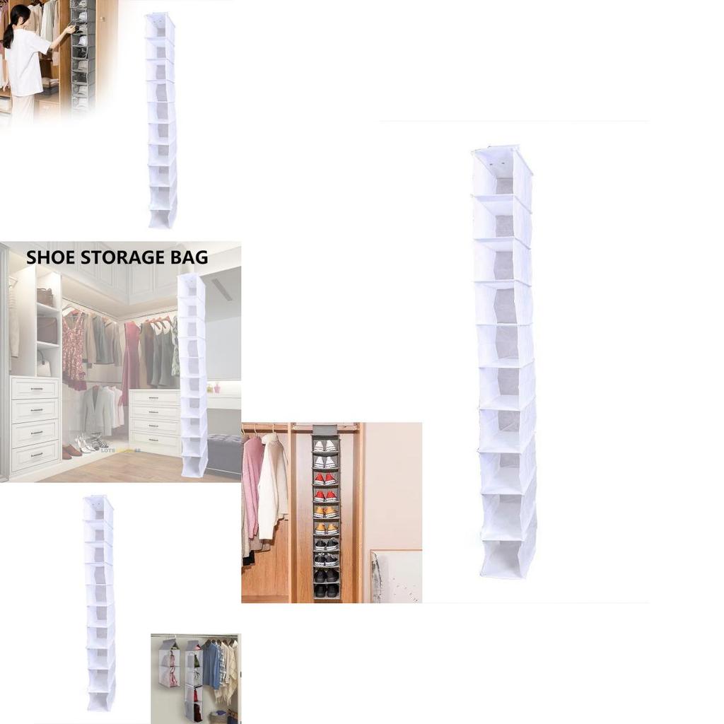 Modern Minimalist Non-woven Fabric 10 Tier Hanging Storage Bag For Bedroom Closet