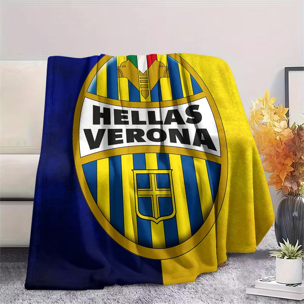 Hellas Verona FC Druck Flanelldecke, Hohe Qualität, Bequem für Alle Jahreszeiten, Heimdekoration, Wärme und Komfort