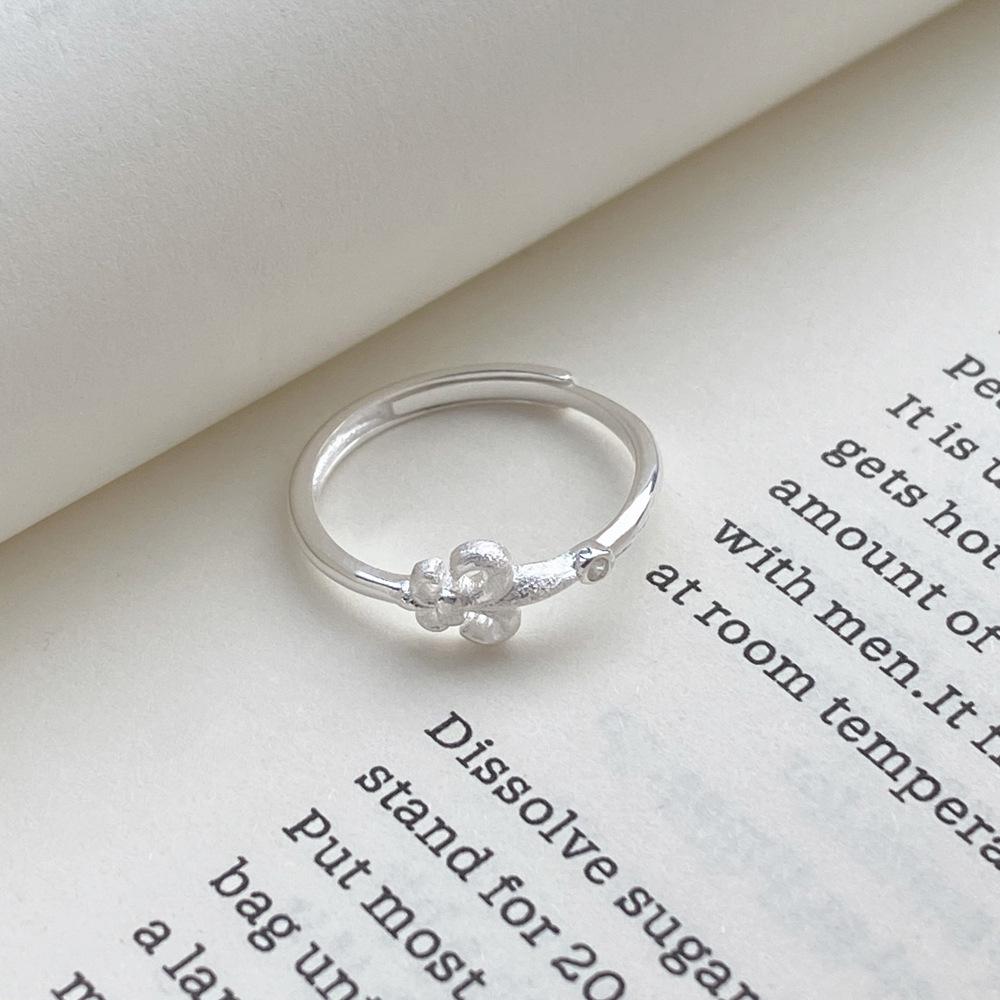 Vintage Iris Flower Diamond-Inlaid Sterling Silver Open Ring - Adjustable Luxury Style for Women Adjustable Open