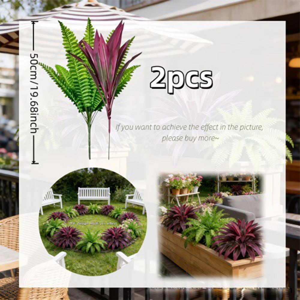 50cm UV Resistant Zero Maintenance Faux Ferns, Realistic Artificial Plant for Porch & Patio, Fade-Proof Outdoor Hanging Decor