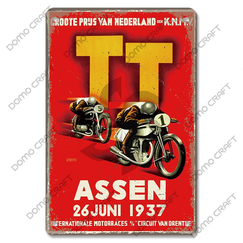 Motorcycle Vintage Poster Metal Plate Cafe Racer Festival Race Bred Motorcycle Metal Tin Signs Wall Decor Riders Club Man Cave