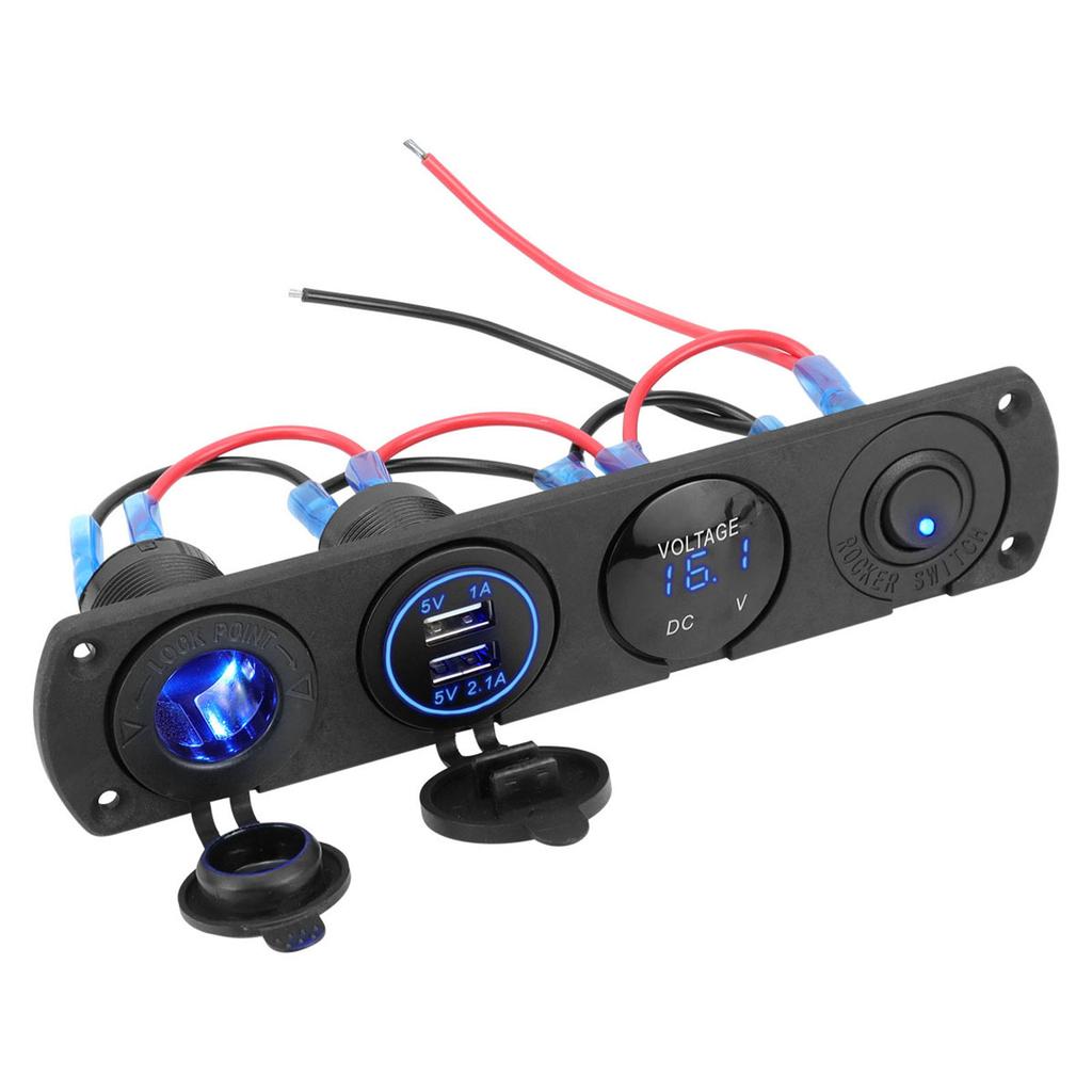 Universal 12V Electrical Outlet Panel Having LED Power Indicator For Marine Automotive Applications
