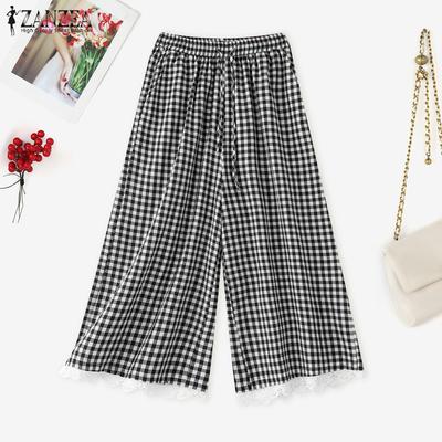 Women Casual Elastic Waist Loose Cropped Pants