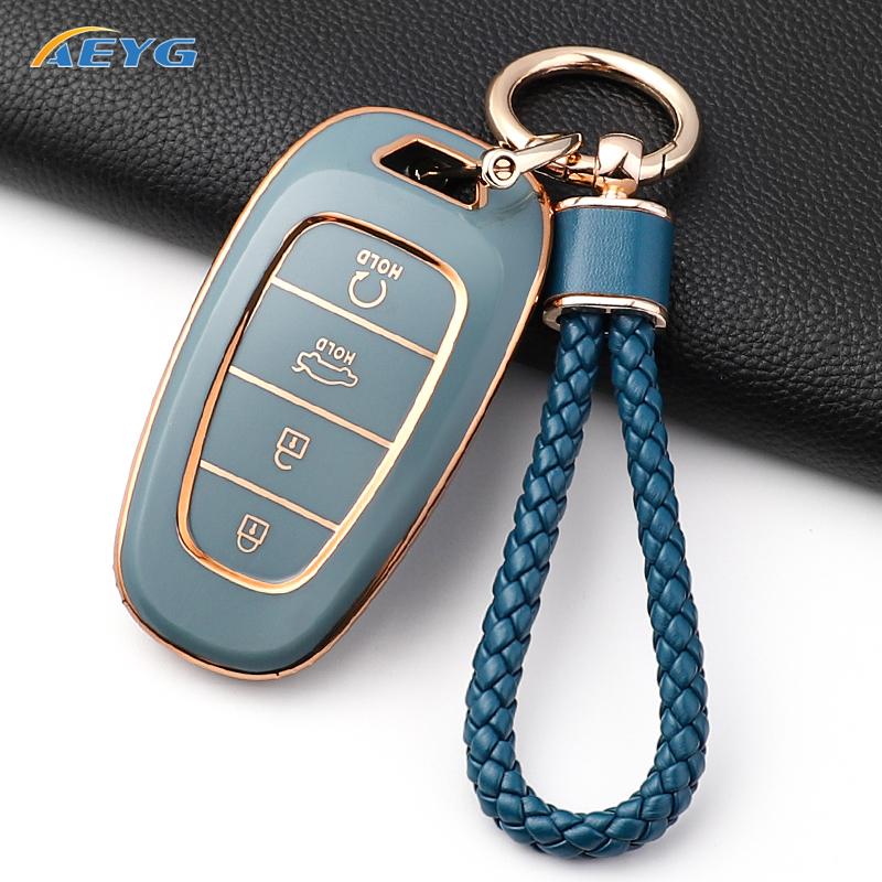Fashion Soft Tpu Car Key Case Cover Shell For Hyundai Santa Fe Tucson Nexo Nx4 Atos Prime Solaris Key Fob Accessories