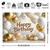 1Pcs Elegant Golden Happy Birthday Decoration Background Backdrop For Photo Studio Photo Booth Party