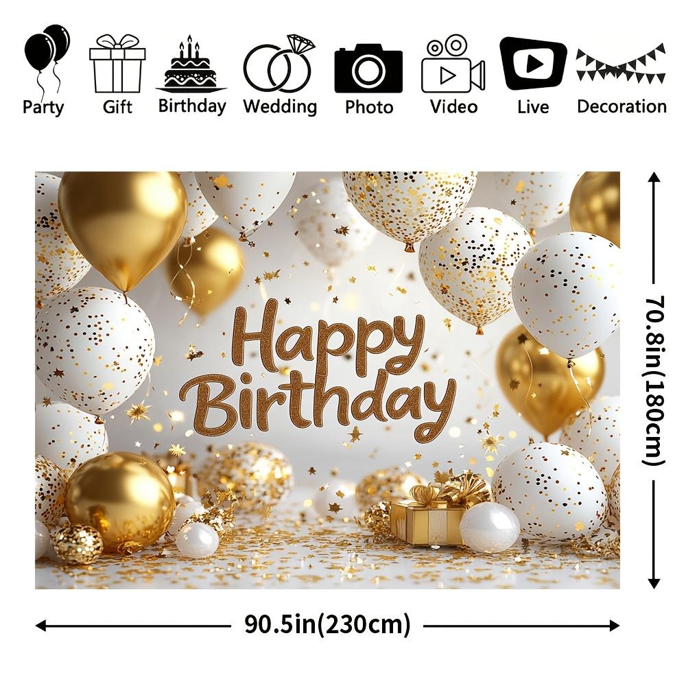1Pcs Elegant Golden Happy Birthday Decoration Background Backdrop For Photo Studio Photo Booth Party