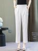 Women's High-Waist Cotton-Linen Summer Pants: Stylish, Elastic, Straight Fit for Middle-Aged and Elderly