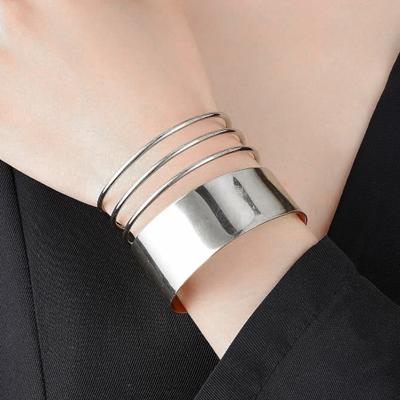 Bracelet multicouches Design creux, Style Punk, ouverture en métal, réglable, pour femmes, bijoux cadeau