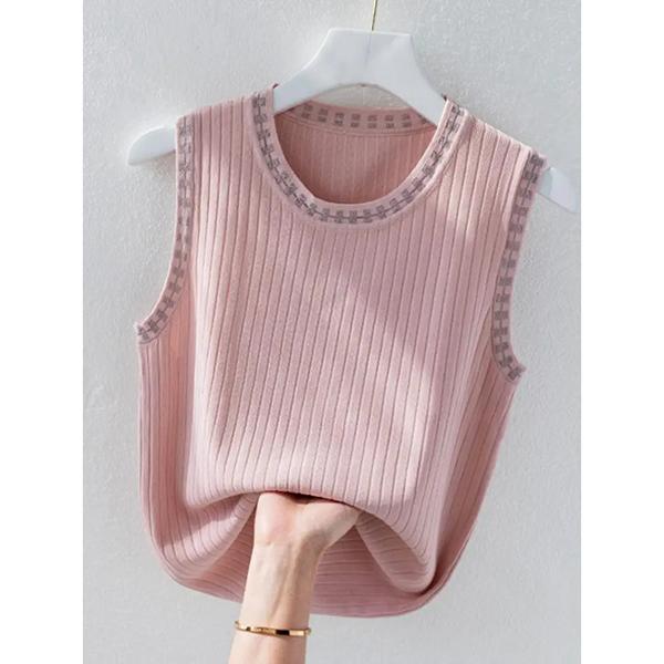 WTEMPO White Camisole Vests for Women Spring Autumn Suits Base Bottoming Shirts Backless Sleeveless Ice Silk Knitted Tops