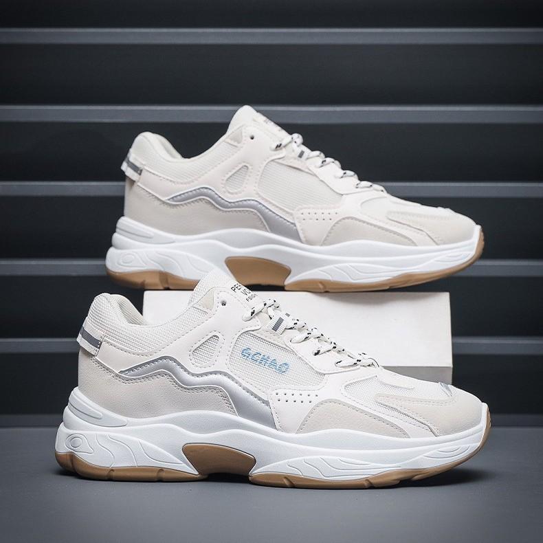 

New Four Seasons Mesh Breathable Trend Shoes Fashion Sports Casual Shoes Men s Shoes Korean Edition Dad Shoes Student Little White Shoes 44 бежевый