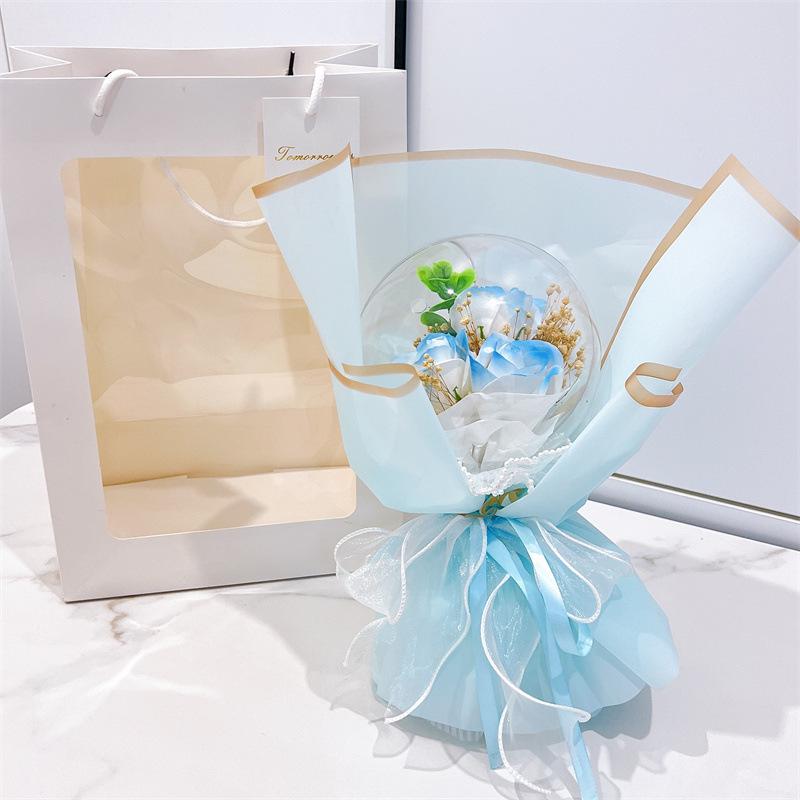 Cross-border Christmas Bobo Ball Soap Flower Gypsophila Dried Flower Spherical Bouquet Gift for Valentine’s Day