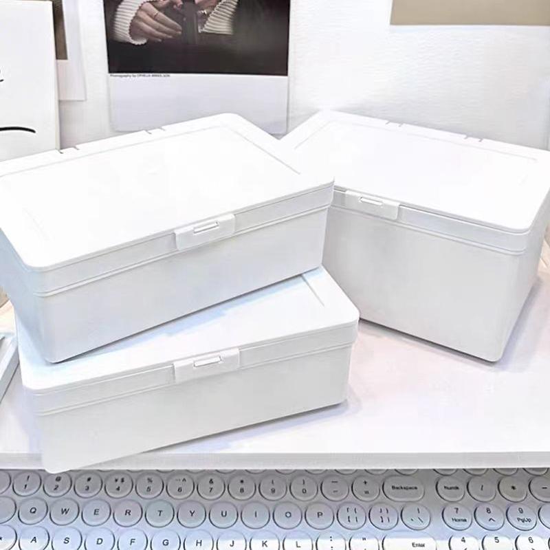 1Pc Korean Acrylic White Storage Box Blind Box Card Korean Photocard Storage Box Photo Card Organizer Compartment Flip Box