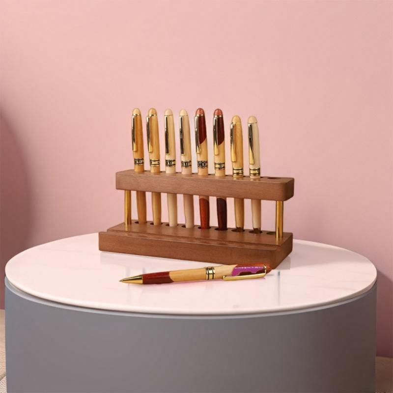 Multipurpose Wood Office Organizer Pen Holders and Mobile Stand Pen Storaging Rack Wood Texture Suitable for Office