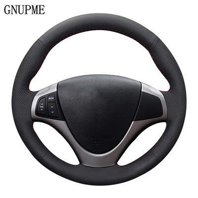 DIY handgenähte schwarze Kunstleder-Autolenkradabdeckung für Hyundai I30 2008 2009 2010