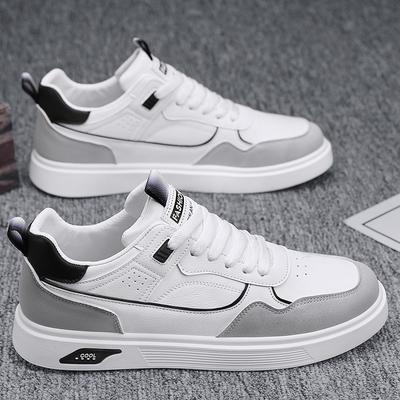 Fashion Lightweight Work Sneakers Men's Shoes 2024 New Shallow Waterproof Leather Lace-up Shoes Youth Skateboard Shoes for Casual Sports