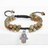 Women's Retro Fatima's Hand Evil Eye Bracelet with Crystal & Natural Stone