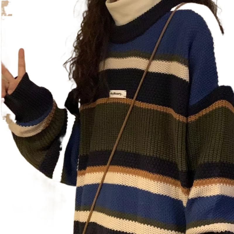 Retro Striped Unisex Knitwear - Autumn/Winter Korean Lazy Style Sweater