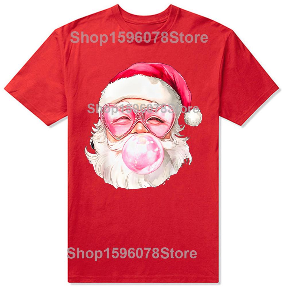 Vintage Retro Christmas Pink Sunglasses T-Shirt Summer Men Clothing Fashion T Shirts Cotton Short Sleeve Oversized T-shirt Tops