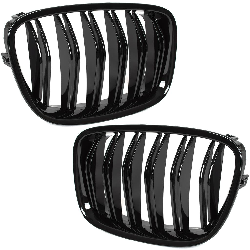 BMW 5 F07 GT 09-17 Grille Between Headlights (Kidneys) Left + Right Set, Black Glossy Double Bar