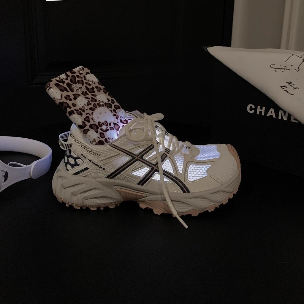 "Lovanson" West Coast~ Leather Mesh Sneakers Women's Summer Platform Shoes Little White Casual Daddy Shoes Women's