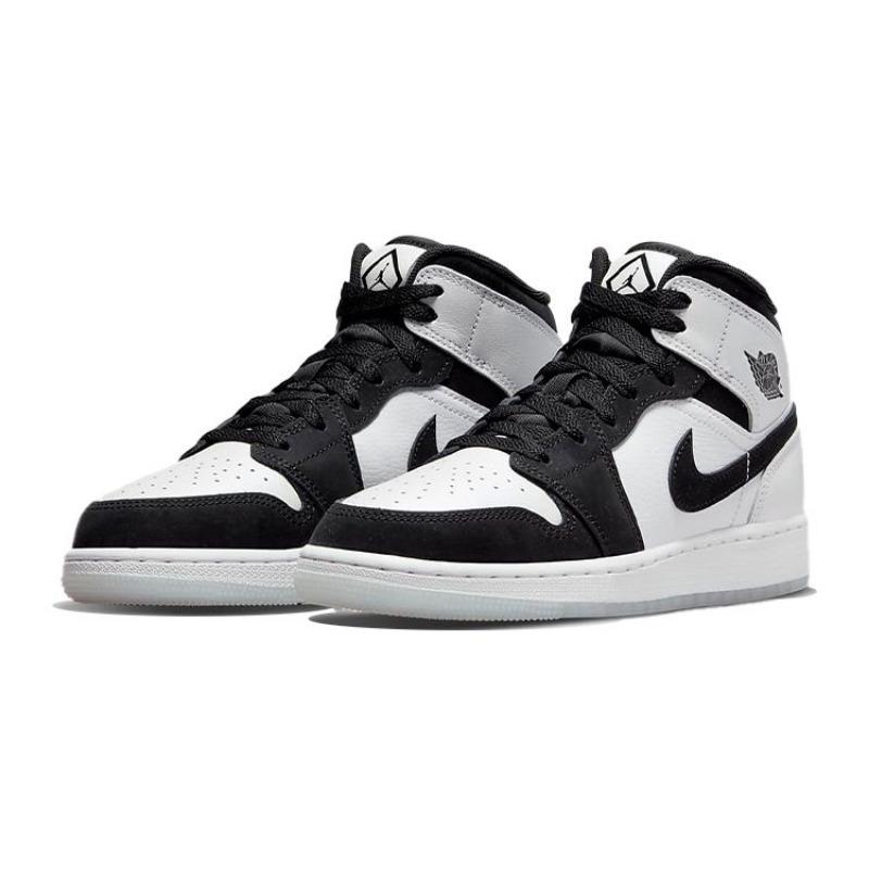 Jordan 1 Mid SE GS buty do koszykówki za kostkę czarne/białe unisex DN4321-100