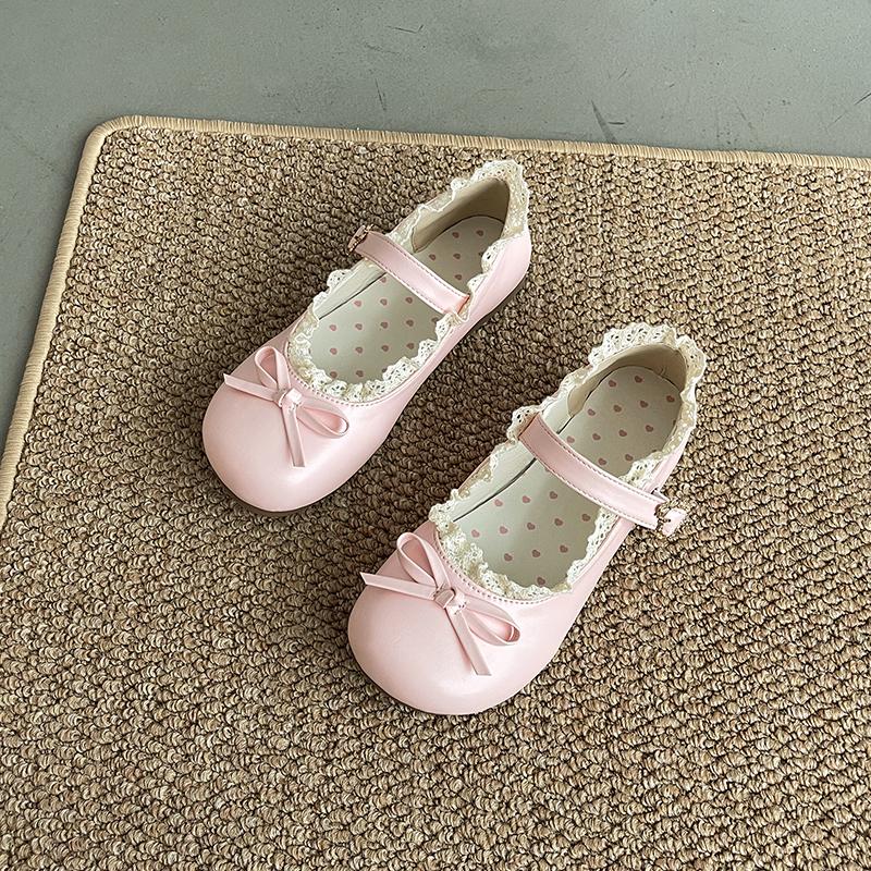 

Fashion Spring New Butterfly-knot Women Flats Round Toe Shallow Ladies Casual Ballet Shoes Soft Leather Eelgant Dress Shoes 37 рожевий