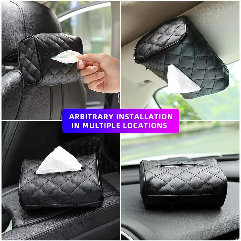 Car Tissue Box Holder In Car Sun Visor Seat Backrest Hanging Tissue/Napkin Box with Fix Strap Armrest Boxes Tissue Storage Case