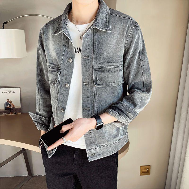 

Men s 2025 Spring Korean Style Trend Denim Jacket - Short, Handsome Tide Brand Coat L