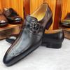 Elegant Black Men's Loafers Dress Formal Suit Shoes Breathable Leather Handmade Monk Style No Slip Adult Footwear