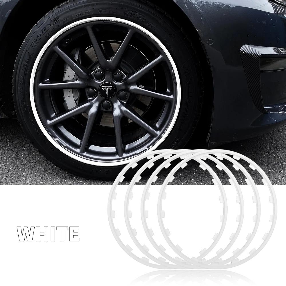 Sticker 2025 New Tesla 4Pcs 16/17inch Car Vehicle Wheel Rims Edge Protector Ring Strip Tire Guard Decoration Accessories Uni